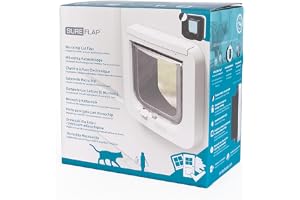 Sure Petcare SureFlap Microchip kattklaff, RFID-kragetiketter, mikrochip-kompatibel, installera i dörrar, fönster, grå/vit, 4 x AA-batterier krävs, ingår inte
