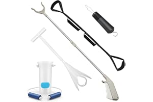 Micvtve 5 pezzi di ricambio per il recupero dell'anca, ausili per mettere e togliere i calzini, kit per anca con pinza reacher, dispositivo di aiuto per calze, sollevatore a gamba lunga, gancio per