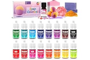 Hiebum colorants de Savon, 6ml x 16 Couleurs Colorant Liquide de Savon Qualité Alimentaire pour la Bombe de Bain, Fabrication de Savon - Couleur de Bombe de Bain pour Savons Artisanaux, Artisanat