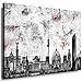 Produktbild Wandbild 120 x 80 cm Stadt Wandbild Berlin Bild auf Leinwand mit Rahmen xxl Leinwandbild Skyline Kunstdruck Bär Silhouette Abstrakt o101-6