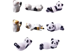 YouYuer 8PCS Porta Bacchette in Ceramica Portaoggetti Cucchiaio Porta Coltelli Forchetta Porta Bacchette Bacchette di Riposo Poggia Supporto Bacchette per Ristorante,Cucina(Panda+Gatti)