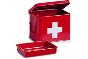 ZELLER PRESENT SCHÖNER LEBEN. PRAKTISCH WOHNEN. Sir Safety System Zeller 18115 Medizinbox, Metall, rot, ca. 21,5 x 16 x 16 cm, Erste-Hilfe-Kasten, Arznei-Aufbewahrung, Hausapotheke