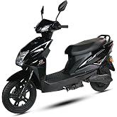 AMO Electric Scooter Single Light Lead Acid 60-70 Km Range Low Speed Non RTO in Black with Portable Charger (Black)