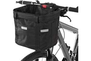 EATAN N,A Cesta para bicicleta plegable, cesta delantera para bicicleta, con adaptador para manillar y brida para cables, cesta para manillar extraíble para perros pequeños, compras, picnic, 34x24x8 cm