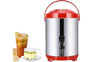 SANGOGO 6L/8L/10L/12L Distributeur d'eau Chaude et Froide,Bouilloire Thermostat,Fontaine Isotherme Distributeur de Boisson en Acier Inoxydable,Grande Capacité,10-12 Heures,Red-6L