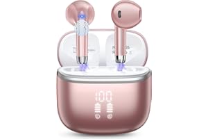 HOIFA Cuffie Bluetooth, Auricolari Bluetooth 5.4 Cuffie Wireless In Ear con microfono stereo ENC HD, cuffie wireless bluetooth 50H, Cuffiette Wireless IP7 Impermeabile con Display LED, Oro rosa
