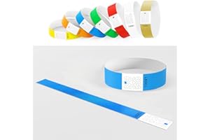 BKSAI 100 Pulseras de Entrada de Tyvek® Pulseras de Seguridad Pulseras Identificativas para Eventos Banda de Control Imprimir en DIN A4, imprimible, plantilla de impresión