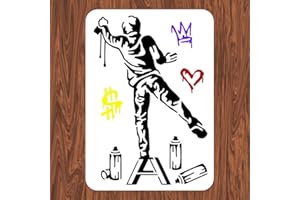 INFUNLY 29.7x21cm/11.6X8.2Inch Banksy A Person Who Sprays Wall Paint Painting Stencil Reusable Banksy Street Draffiti Stencil Banksy Style Pattern Art Stencil for Painting on Wall Tile Canvas Paper