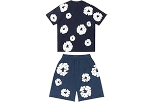 GENERIC Denims-Tears Kids Tracksuit Set Foam Printed T-Shirt and Shorts 2 Piece Outfit for Boys Girls Summer Fashion Activewear Short Sleeve Tee Tops with Loose Jogger Shorts