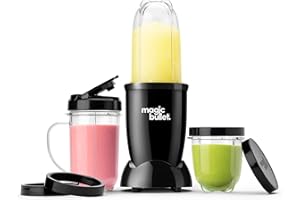 Magic Bullet, Blender électrique, Broyeur, Smoothie Blender, Blender multifonction, Puissance 200 Watt, tasses de 560ml et 355ml Noir, MBR10B