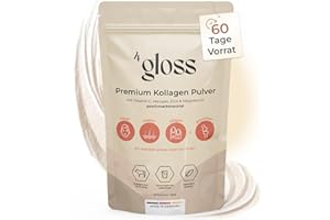 4gloss® Kollagen Pulver Hochdosiert [500g, 60 Tage Vorrat] - Bioaktives Collagen Hydrosolat - Peptide Typ 1 & 3 - Mit Vitaminen - Geschmacksneutral - Schnelle Löslichkeit - Made in Germany