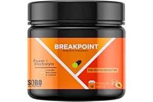 SOBO NUTRITION Breakpoint Pre-Match Tennis & Padel Booster für Tennisspieler & Padelspieler, ohne Zucker mit Elektrolyten - 18 Portionen mit Pfirsich-Eistee Geschmack
