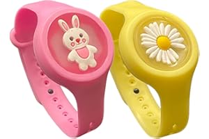 SO GOODS braccialetto antizanzare bambini (confezione da 2), antizanzare bambini con animali, 2 diversi animali, naturale, realizzato con citronella (Coniglio & Margherita)