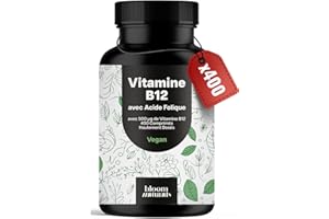 BLOOM NATURALS BEAUTY SUPPLEMENTS Vitamine B12 Forte - 400 Comprimés 500µg Vit B12 + 200µg Acide Folique - Vegan & Produit en Allemagne - B12 Vitamine