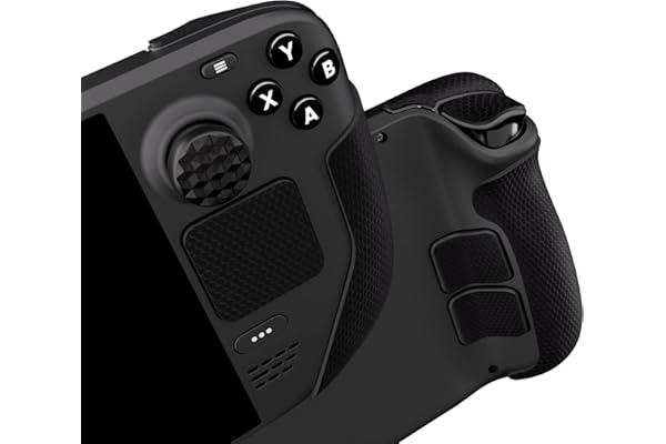 playvital Grip Sticker Antidérapant pour Steam Deck OLED Console Accessoires,Autocollants Protection Pavé Tactile pour Steam Deck LCD avec Capuchons Joystick Silicone,Skin Bouton Arrière-Noir