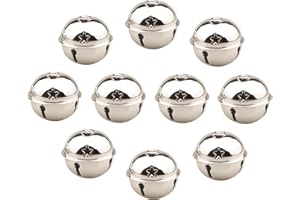 HUASUN 10 Campanas de Navidad Decoración Cascabeles de Colores para Boda Fiesta Cumpleaños de Adornos Navideños 5cm (Plata)
