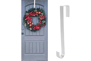 Jsdoin Christmas Wreath Door Hanger, 12.5 Inches Metal Front Door Wreath Hook for Christmas Home Office Wall Wedding Wreaths or Decorations (White, 1 Pack)