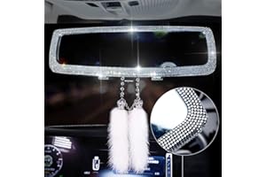 BSEICAL Specchietto Retrovisore Auto Antiabbagliante, Accessori SUV Interno Brillantini, Specchio Retrovisore Auto Interno, Universale Clip Su Decorazioni Tuning Strass Specchio Trucco Donna Decorazione Set