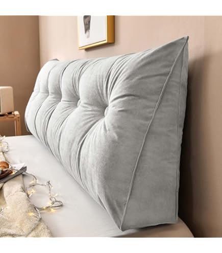 Yanman Groot wigvormig kussen voor het hoofdeinde van het bed, driehoekig rust- en leeskussen, lendensteunkussen, taille-rugleuning, zachte positioneringssteun voor bank of dagbed, 150 x 50 x 20 cm Yanman Groot wigvormig kussen voor het hoofdeinde van het bed, driehoekig rust- en leeskussen, lendensteunkussen, taille-rugleuning, zachte positioneringssteun voor bank of dagbed, 150 x 50 x 20 cm