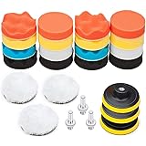 BangShou 25 Pack 3" Polishing Pads, Sponge Buff Pads Set Kit with M10 Drill Adapter, Compound Auto Car Polisher