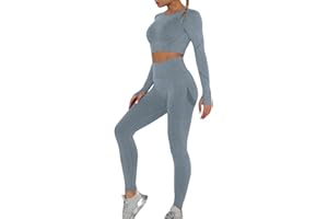 OEAK Abbigliamento Sportivo da Donna Set 2 Pezzi Top Sportivo e Vita Alta Leggings Yoga Tuta Ginnastica Completo Tuta per Running Yoga Fitness