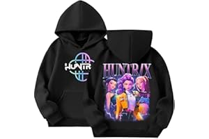 GENERIC K Pop D-Demon H-Hunters Hoodies Mädchen Jungen Kinder H-Huntrix Hoodie Kapuzenpullover Vintage Y2k Pullover Huntr/X Hip Hop Streetwear Cosplay Kostüm Langarm Sweatshirt Oberteile für Teenager
