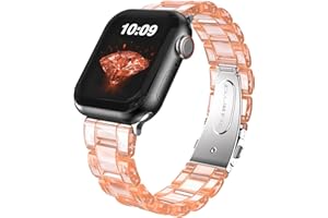 HALLEAST Women Clear Resin Strap for Apple Watch Shining Resin Straps 38mm 40mm 41mm 42mm 44mm 45mm 49mm, Stylish Bracelet Link Band Compatible with Apple Watch Ultra SE Series 8 7 6 5 4 3 2 1