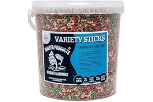 WALTER PRODUCTS WILDLIFE AND AQUATICS Walters Variety Sticks (5L Tub) | Pond Fish Food for Goldfish, Koi and all Cold Water Pond Fish | Nutritional Floating Fish Food Pond Sticks in Stay Fresh EasyTubs and Refill Bags