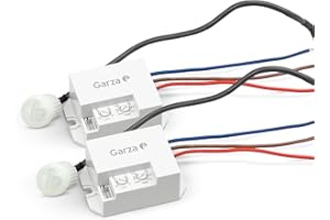 Garza - Lot de 2 détecteurs de Mouvement infrarouges encastrés, Angle 120/360, portée 8 m, variateur et minuterie, Montage Mural ou au Plafond, intérieur