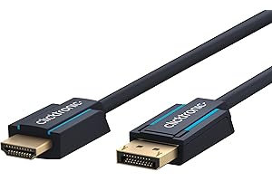 Clicktronic 5 m aktywny kabel DisplayPort HDMI 4K 60 Hz wielokierunkowy ze wzmacniaczem sygnału - DP 1.4 do HDMI 2.0 kabel adaptera - kabel do monitora wyświetlacz port na HDMI