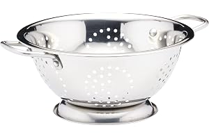 KitchenCraft Durkslag/Sil med Handtag och Fot, Rostfritt Stål, Silverfärgad, 24 cm, KCTWHCOL24