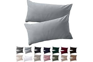 Soifox Poszewka na poduszkę 30 x 50 cm, 2 sztuki w zestawie, szara, na poduszkę 30 x 50 cm, 100% odporna z mikrofibry, hipoalergiczna poszewka na poduszkę z zamkiem błyskawicznym