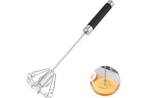 DADAPANGHU Halbautomatischer Schneebesen aus Edelstahl, Schneebesen Halbautomatisch, Kleiner Schneebesen Edelstahl, Quirl Küche Drehbarer Push Mixer zum Rühren, Mischen und Aufschäumen, Whizzy Whisk