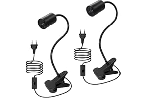 LQUNFYL 2PCS Lampe à Pince E27, 240CM Cable, 35CM Longueur 360°Flexible Col de Cygne, Douille E27 avec Pince, Lampe Pince pour Lit, Spot à Pince avec Interrupteur, Lampes de Chevet, Lampes-Clips pour Plante