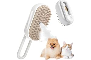 WINNSELL 3 In1 Steamy Cat Brush, USB Massager for Dog Cat, Hair Brush for Removing Tangled Loose Hair, Portable USB Massager (White)