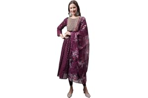 VredeVogel Damen Chanderi Modal Butti Kurta mit dehnbaren Leggings & Organza Dupatta Set