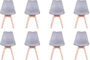 EGOONM Sillas Comedor Pack 8, Nordicas Sillas para Cocina, Oficina, Bar, Sala de Estar-Silla de Cena (Gris)