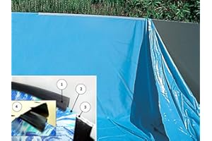 EDG Liner Piscine Hors Sol – Ovale - Dimensions 730 x 370 cm – Hauteur Paroi 1.22m à 1,32m - Montage Overlap - Coloris Bleu Uni - Spécial Piscine Acier - Idéal en Remplacement Rénovation