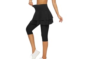 WOWENY Tennisrock Damen Golf Skort Mit Hose, Rock Damen Sommer kurz Sportrock Mit Hose, Faltenrock Laufrock Minirock Mit Shorts Sport Skirt Für Fitness Workout Running Hockey