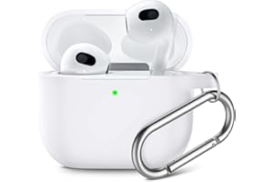 Upeak Etui kompatybilne z AirPods 3. generacji 2021, w pełni owinięte silikonowe etui ochronne do Apple AirPods 3, z brelokiem, etui amortyzujące, białe