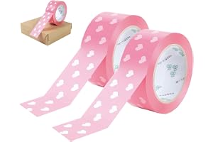 GAESHOW 2 rullar pakettejp rosa, 100 m x 45 mm förpackningstejp färgglad, hjärtform dekorera tejp, personlig dekoration packningstejp för gåvor, förpackning, hantverk scrapbooking