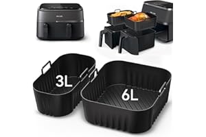 ROMANVIC Heißluftfritteuse Zubehör für Philips Dual Basket Airfryer 3000-serie 6L/3L,2 Stück Heißluftfritteuse Silikonform Airfryer Zubehör für Philips Airfryer Dual Basket 3000