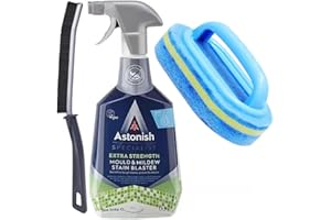 GENERIC Astonish Specialist Extra Strength Mould & Mildew Stain Blaster Spray for Mould Removal and prevention 750ml. Paired with large scrubbing sponge with handle & Crevice Brush. For bathroom, Tiles, Grout