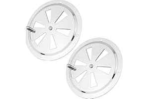 Houdao 2 piezas 125mm Rejilla Ventilacion Regulable de Acero Inoxidable Chapa de Rejilla de Ventilación Roseta de Ventilación para Fumadores barcos yates