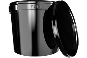 ‎FIXEDBYU 1 x bucket with lid, 5 litres, black, round, plastic bucket, food-safe, airtight and stable, empty bucket with handle and lid, suitable for food, chemicals, washing powder, adhesives