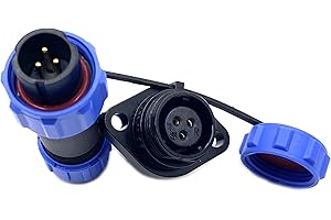 BAYZCONN Connecteur Aviation Plug SP13 3 Broches sans Soudure 2 Trous Bride Aviation Plug IP68 étanche et Anti-poussière Aviation Plug pour Lampes extérieures 250 V 13 A (câble 14 AWG à sertir)