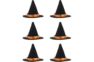 BOXOB 6 Pezzi Mini Cappelli da Strega in Feltro, 6,5x6cm Graziosi Cappellini da Mago Piccoli Copribottiglie in Feltro Decorazioni Strega per Lavoretti Bomboniere di Halloween Accessori Costumi (Nero)
