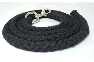 PFERDESEILE_DE Führstrick aus Baumwolle mit Kern 2 mtr in schwarz mit Karabiner Silber