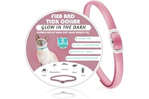 LOCKGO Cat Flea and Tick Collar, 1 Pack Cats Flea Treatment 8 Months Effective Protection Lasting Waterproof Adjustable Kitten Anti Lice Choker, 48CM Natural Safe Anti Mosquito for Cat All Sized, Pink