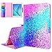 Produktbild WE LOVE CASE Samsung Galaxy Tab A 9,7 T550 T555 Hülle Leder mit Automatischem Schlaf Funktion , Smart Case Hülle Flip PU Case Im Retro und Schön Style Blau Lila Sand Muster Backcover Case Leder Klappbar Tasche Elegant Backcover PU Intern TPU Silikon Weiche Cover Stoßfest Bumper Dünn Brieftasche Wallet Schutzhülle Karten mit Magnet Hüllen Protective Bookstyle Standfunktion Anti-Kratz